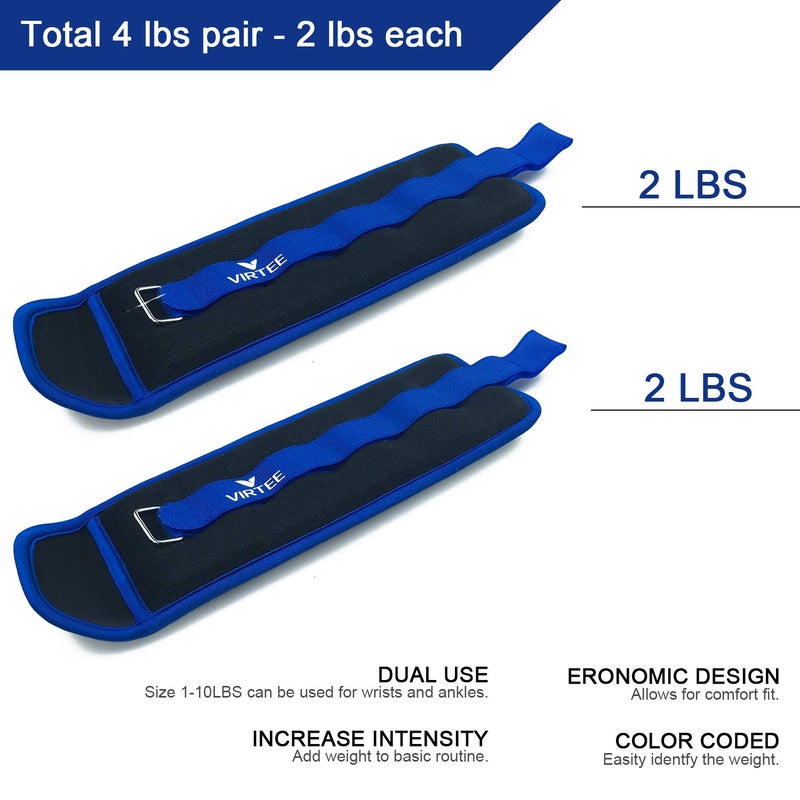 Virtee Ankle/Wrist Weights for Women, Men, Kids - Arm Leg Weights Set with Adjustable Strap - Running, Jogging, Gymnastic, Physical Therapy, Fitness - Choice of 1 lb 2 lbs 3 lbs 4 lbs 6 lbs 8 lbs 10 lbs - Image 2